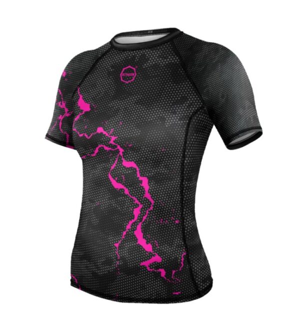 Rashguard damski PREMIUM Marble Camo black/pink