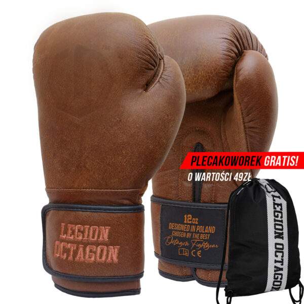 Rękawice bokserskie Legion Octagon PRO Oldschool brown