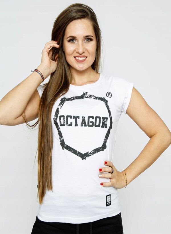 T-shirt damski Octagon Logo smash white
