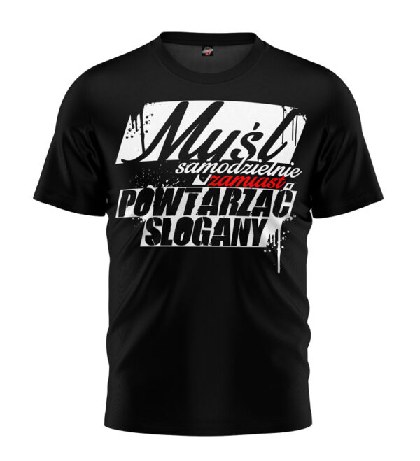 T-shirt Myśl Samodzielnie czarny