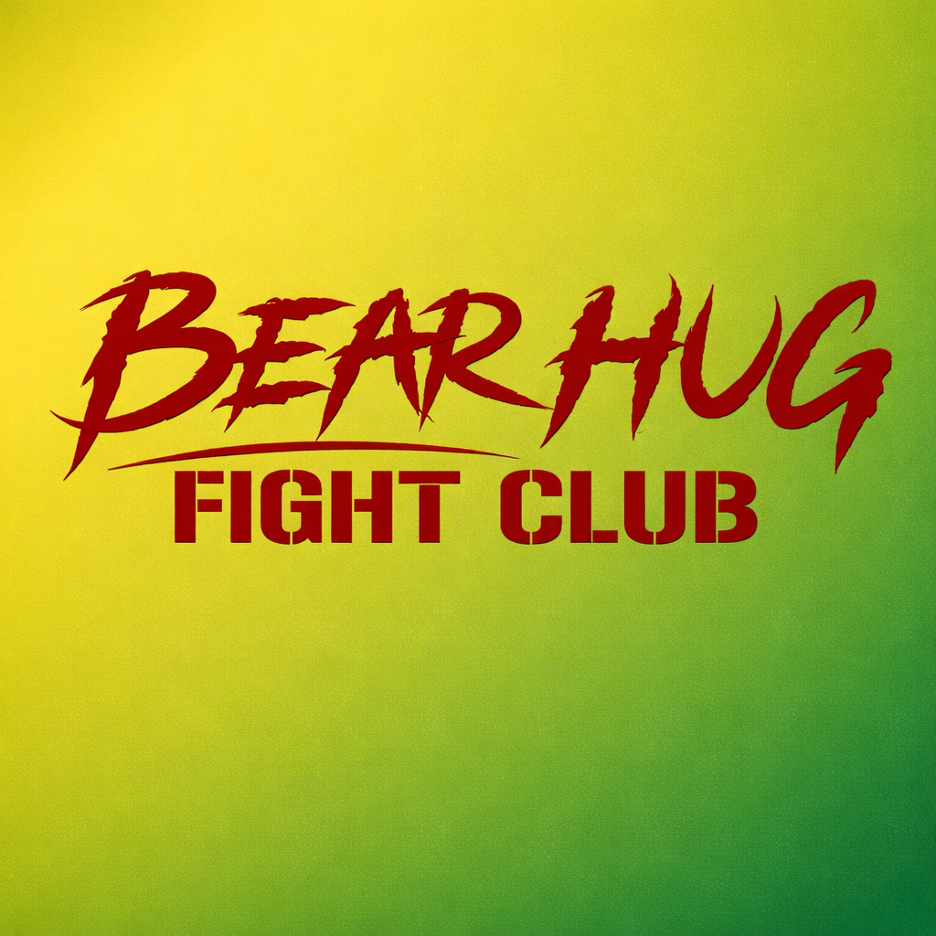 Zdjęcie zawiera zielone tło a na tle jest napis Bear Hug Krav Maga, logo przeznaczone dla strony Trenerzy kluby Dąbrowa Górnicza