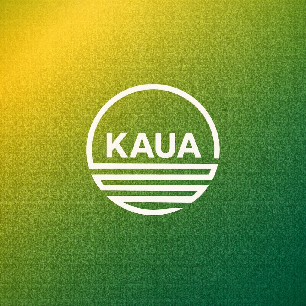 Zdjecie zawiera zielone tło na którym znajduje się białe koło w środku którego jest napis KAUA, lo stworzone dla strony Trenerzy i Kluby Chorzów