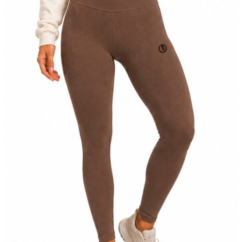 Legginsy damskie Legion Octagon Ribber brown brązowe legginsy sportowe do treningu