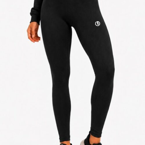 Legginsy damskie Legion Octagon Ribber black czarne legginsy sportowe do treningu
