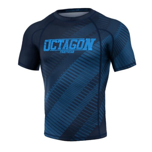 Rashguard Octagon PREMIUM Blocks blue do MMA, BJJ i treningu sportów walki