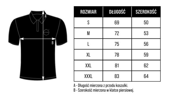 Koszulka polo Legion Octagon Small Logo 3D white – tabela rozmiarów