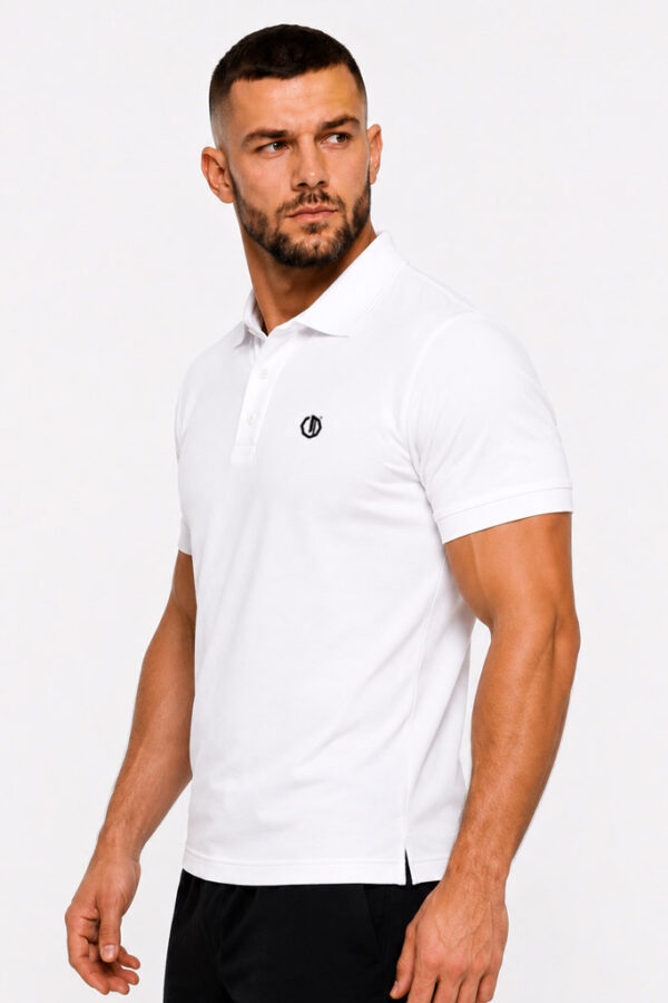 Koszulka polo Legion Octagon Small Logo 3D white – widok z boku