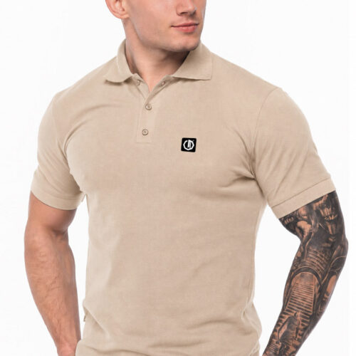 Koszulka polo Legion Octagon Small Logo Rubber beige – przód