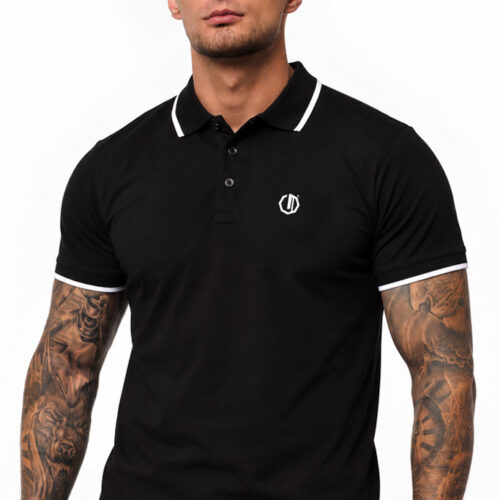 Polo Legion Octagon Tipped Small Logo 3D black – przód na modelu