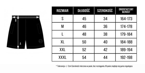 Spodenki bawełniane Octagon Stripe grey – tabela rozmiarów